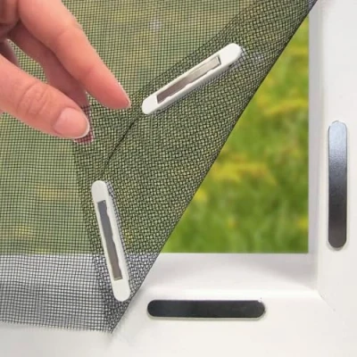 Imagen de EASYmaxx Mosquitera para Ventanas con Magic Click Cortada Individualmente a Medida Todas Las de hasta 110x130 cm Fácil instalación 12 imanes sin taladrar ni atornillar Negro