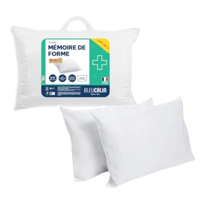 Imagen de Bleu Câlin Juego de 2 Almohadas, Memoria Forma, Blanco, 50x70 cm, OMFW