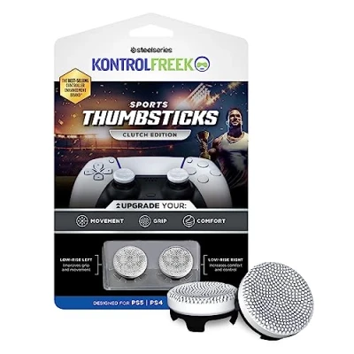 Imagen de KontrolFreek Embrague para Playstation 5, PS5 y 4, Controlador PS4, palancas Pulgares de Rendimiento, 2 cóncavos Altura Baja, Blanco Negro