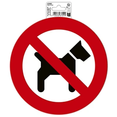 Imagen de Exacompta Ref. 67059E 1 pictograma adhesivo redondo NO PARA PERROS En vinilo PVC tratado antideslizante Acabado brillante Diámetro: 20 cm Colores: rojo y blanco
