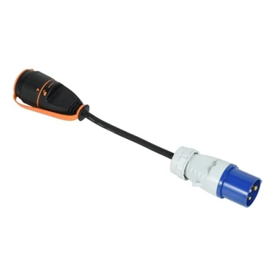 Imagen de Electraline 01741 Adaptador Caravana 15cm IP44 con Enchufe CEE (2P+T) + Toma Schuko Electralock equipada Mecanismo de Bloqueo que evita la desconexión accidental del enchufe, cable H07RN F 3G1.5mm