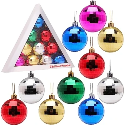 Imagen de Christmas Concepts® Paquete de Adornos para árboles Navidad 10 a 60mm (2.4&quot;) Bolas Discoteca Brillantes