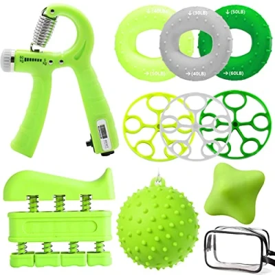 Imagen de Hand grip, fortalecedor de agarre mano ajustable, ejercitador manos dedos bola para aliviar el estrés, masaje hexagonal entrenamiento muscular, deportes, Fitness 10 Pack