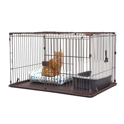 Imagen de Iris Ohyama Parque Para perros con puerta y cerradura, H66cm, Marrón, Techo, Jaula gatos, Vallas, Corralito, interiores, exteriores, Conejo, Cercado, Corral perro, Mascotas, STS 1200TY