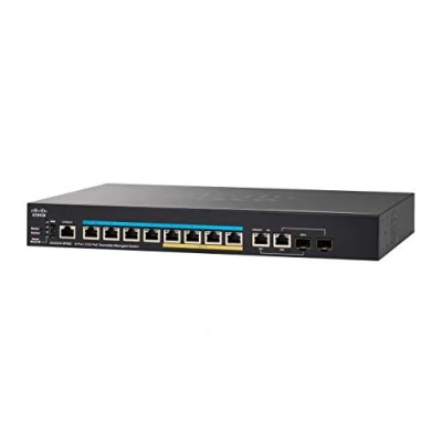 Imagen de Switch administrado apilable SG350X 8PMD de Cisco con 8 puertos multigigabit 2,5 G más PoE 240 W, 2 SPF+ combinación 10 G, protección limitada por vida (SG350X K9 EU)