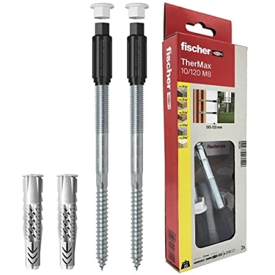 Imagen de Fischer Thermax 10/120 M8 567085 Juego de 2 tacos para fijación a cubierta aislante (máx. 120 mm, cargas medias), color gris