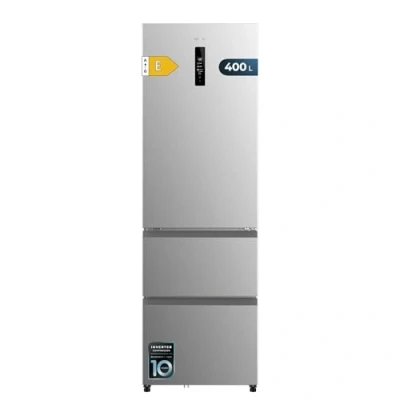 Imagen de Cecotec Frigorífico Combi No Frost Inox Puerta Francesa Bolero CoolMarket FD 400 E. French Door inox, 400L, Total NoFrost, Motor Inverter y funciones Fast Cooling