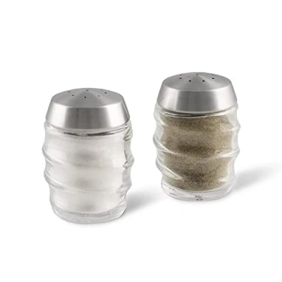 Imagen de Cole &amp; Mason H311810 Bray Juego de Salero y Pimentero, Transparente/Plata, 70mm, Dispensadores Sal Pimienta, Vidrio/Acero Inoxidable, Incluye 2 x Piezas