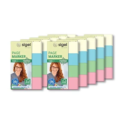Imagen de SIGEL HN604 Marcapáginas en papel 100% reciclado, 1600 tiras, 50 x 20 mm, 4 colores