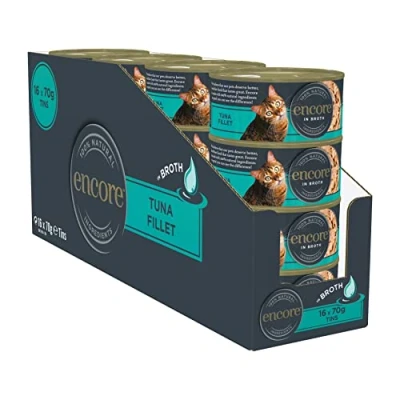 Imagen de Encore Alimentos 100% Naturales húmedos para Gatos, Relleno Tuna 70 g estaño (16 x g)