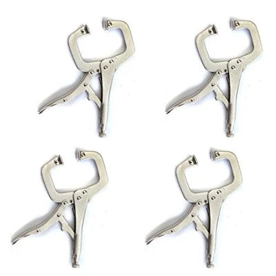 Imagen de Nuzamas Lot de 4 serre joints en C acier avec patins pivotants 15 cm