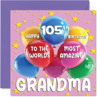 Imagen de Stuff4 tarjeta de cumpleaños número 105 para abuela, la abuela más increíble del mundo, feliz parte nieta y nieto, 145 mm x mm, tarjetas