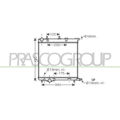 Imagen de PRASCO CI304R002 Radiador, refrigeración del motor Aluminio 380 389 22 Aletas soldadas CITROËN: C2 Hatchback, C3 I Pluriel