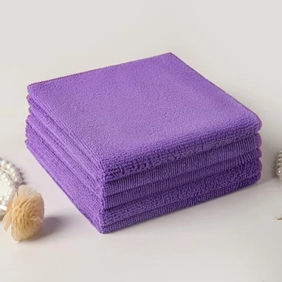 Imagen de Paño de microfibra sin pelusas, multiusos, reutilizables, súper suaves, secado rápido, para limpieza, cocina, coche, motocicleta, ventanas (morado, 40 x cm)