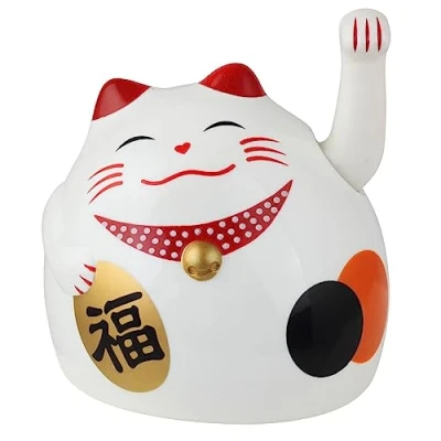 Imagen de Freak Scene Agitando Gato Chino Maneki Neko Redondo 8 cm Blanco