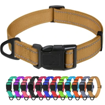 Imagen de TagME Collar Perro Ajustable,Collar Nylon Reflectante,para Caminar Correr Entrenamiento,para Perros Pequeños,Caqui,2.0cm De Ancho