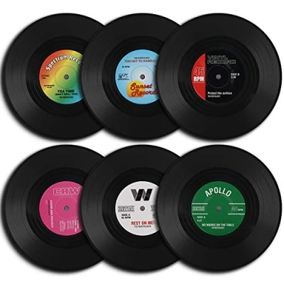Imagen de homEdge 6 posavasos de vinilo estilo retro.