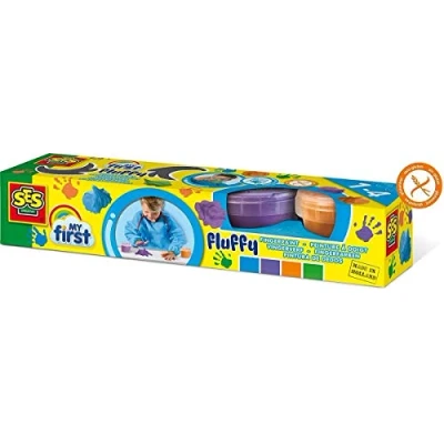 Imagen de SES Creative My First Pintura de dedos fluffy lavable para pintar con (Colores surtidos, 4 pieza(s), Azul, Verde, Naranja, Violeta, 110 ml, 440 Alrededor)