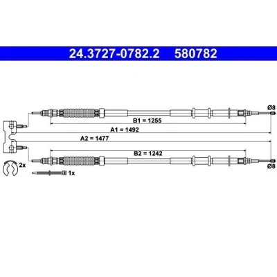 Imagen de ATE 24.3727 0782.2 Cable de Freno Mano 1477, 1492 con accesorios OPEL: Corsa D Hatchback