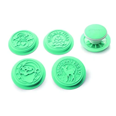 Imagen de SILIKOMART XMAS STAMP Wonder Stamp, Set de 4 discos silicona con tema Navidad + 1 cortapasta, color verde tiffany