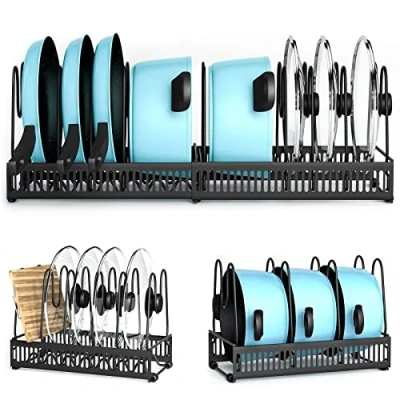 Imagen de Liesun Organizador de 10 niveles para ollas y sartenes con 3 métodos bricolaje, cocina, sartenero, cajon.