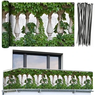 Imagen de Wenko Maximex Protección Visual para Balcón de 5 m, Práctica con Diseño Hiedra Natural, Resistencia a Los rayos UV y la Intemperie, Secado Rápido Resistente Rotura