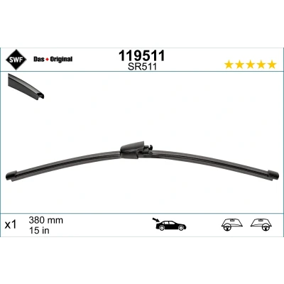Imagen de Limpiaparabrisas Swf Visioflex 119511 380mm posterior Sin marco VOLVO: XC90 I, XC60 BMW: X5, FORD USA: Edge Mk2