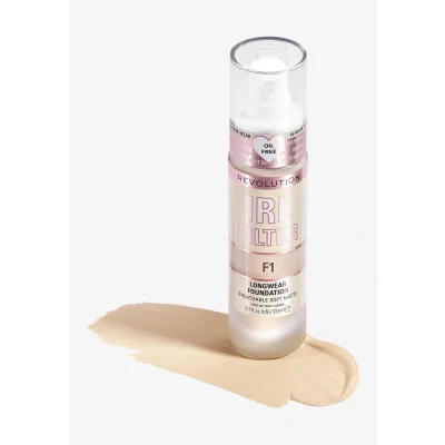 Imagen de Makeup Revolution, IRL Filter, Fondotinta Longwear, Copertura da media a totale, Finitura opaca, Durata 16 ore, F1, Toni della pelle chiari, 23ml