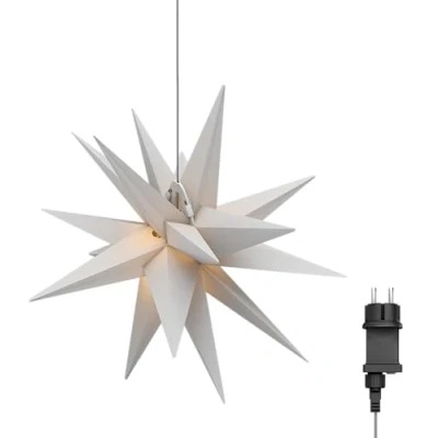 Imagen de goobay 64789 Estrella de Navidad LED 3D Ø 56 cm/estrella con 18 puntas y temporizador/decoración navideña/transformador externo 4,5 V/decoración mural/estrella iluminada