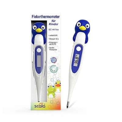 Imagen de scala SC 44 Penguin Flex Speed 10 Sec. Termómetro Digital Fiebre Corporal Niños Adultos Medición Oral Rectal Axilar Preciso Rápido Seguro, Verde, Unisex, azur
