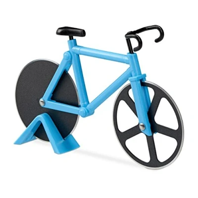 Imagen de Relaxdays Cortapizzas, Cortador de Pizza Bicicleta, Cuchilla Masa Acero Inoxidable, 11,5 x 18 3 cm, Azul, 11.5 cm