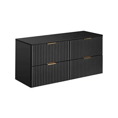 Imagen de PIASKI Mueble de Lavabo Doble 120 cm ADEL Black, con encimera o Empotrado, Negro,Muebles baño (con encimera)
