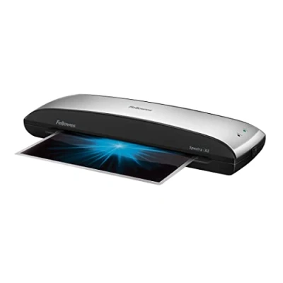Imagen de Fellowes Spectra A3 Plastificadora de documentos, 80 125 micras, para uso ocasional, libre atascos, color negro y plateado, 10 fundas plastificar gratis