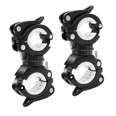 Imagen de 2 Pcs Soporte Luz Bicicleta Abrazadera para Linterna de Delantera Universal Antideslizante Versátil Giratorio 360 Grados LED