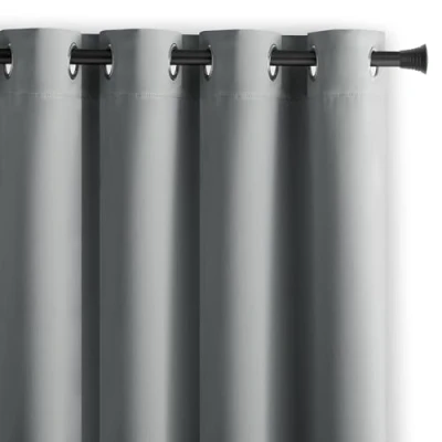 Imagen de AmeliaHome Blackout Cortina de 140 x 270 cm, Plateada, 1 Unidad, con Ojales, Opaca, decoración Ventanas, Color Negro