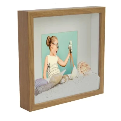 Imagen de BD ART 23 x cm Box 3D Marco de Fotos con Paspartu 13 cm, Roble