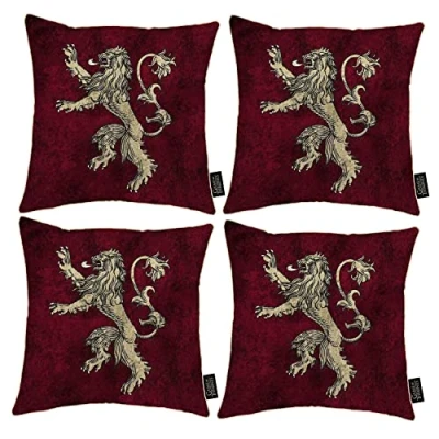 Imagen de Conjunto de 4 Cojines Juego Tronos Casa Lannister 38 x cm Almohada Felpa Estampada con Relleno incluida Idea Regalo Oficial para fanáticos