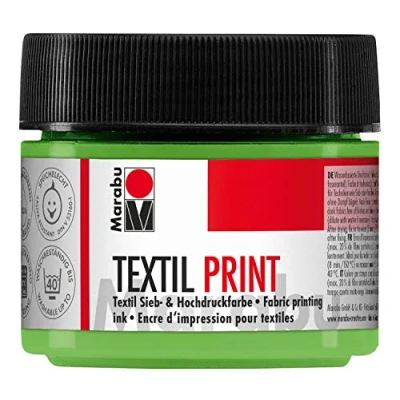 Imagen de Marabu 17030050960 Textil Print verde claro 100 ml, pintura a base de agua, sin olor y resistente la luz, tiempo abierto largo, para textiles claros oscuros