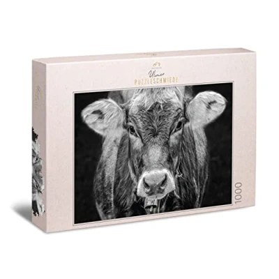 Imagen de Ulmer Puzzleschmiede Puzzle &quot;Allgäu&quot; Original Puzle de vaca 1000 piezas retrato la como elegante foto animales calidad fabricado en Alemania