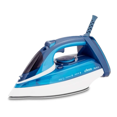 Imagen de Plancha de vapor Ufesa Nytro, 3000W, Golpe 200g, 450 ml, Triple sistema antical, Planchado vertical, Azul