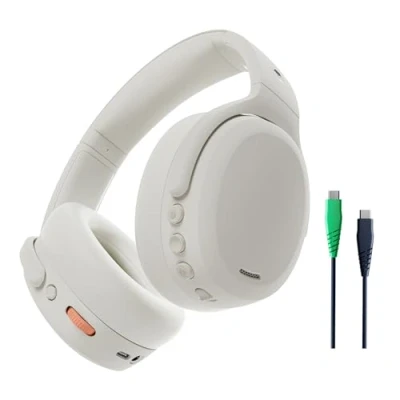 Imagen de Skullcandy Crusher ANC 2 Cascos Over Ear Inalámbricos con Cancelación de Ruido y Sensory Bass, Charging Cable, 50 h Autonomía, Skull iQ,Alexa Habilitada, Compatibles Dispositivos Bluetooth, Bone