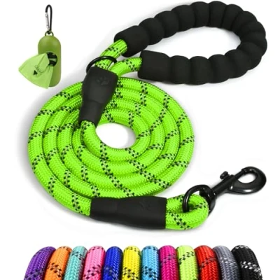Imagen de Taglory Correa de Perro, 1,5 m Fuerte Perro para Perros Medianos y Grandes con Mango Acolchado Suave Hilos Reflectantes, Verde