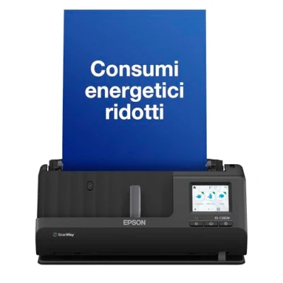 Imagen de EPSON ES C380W, Escáner Vertical de Documentos A4, USB, WiFi, Alimentador Automático Documentos, escaneado Doble Cara (dúplex), Pantalla LCD táctil, Color Negro