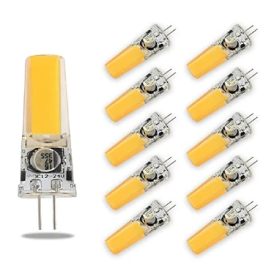 Imagen de G4 LED Bombilla, 5W Lámparas 450LM Blanco cálido 3000K, Equivalente a lámpara halógena de 40W, AC/DC 12 24V, Regulable, Sin parpadeo, Paquete 10