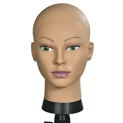 Imagen de Cabeza de maniquí entrenamiento femenino calvo para hacer pelucas y exhibición con abrazadera gratis