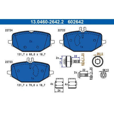 Imagen de ATE 13.0460 2642.2 Juego de pastillas freno preparado para indicador desgaste, excl. contacto avisador desgaste MERCEDES BENZ: GLE Coupé