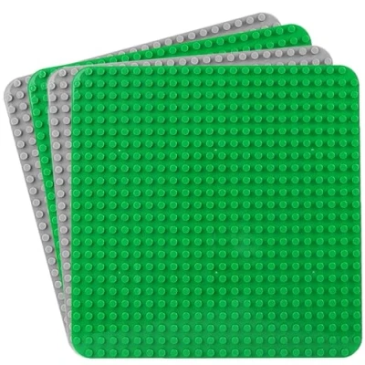 Imagen de Guihumz 4 Piezas Placa Base de Bloque Clásica Grande 38 x cm Compatible con Todas Las Grandes Marcas para el Juego Creativo, Duplo Construcción,Juguetes Educativos (Verde,Gris)