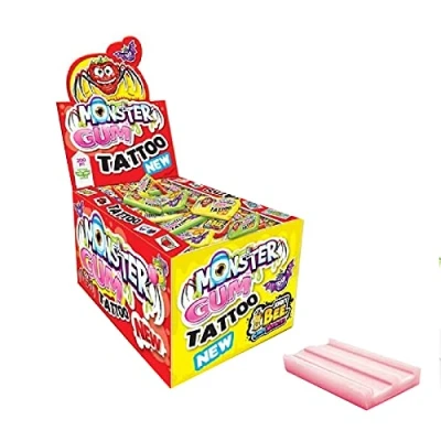 Imagen de JohnyBee Monster Active tattoo Bubble Gum Chicle + 200 Unidades