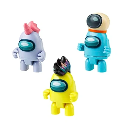 Imagen de Bizak Among Us S3, Pack con 3 Figuras articuladas Accesorios Divertidos, miden 5 7 cm, Diferentes Modelos para coleccionar Azul+Amarillo+Gris (64116303)
