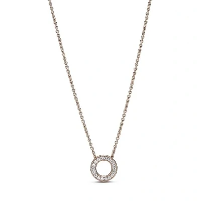 Imagen de PANDORA Signature Pulsera de cadena serpiente con cierre diseño corona centelleante en O chapada oro rosa 14 quilates circonitas cúbicas transparentes, 21